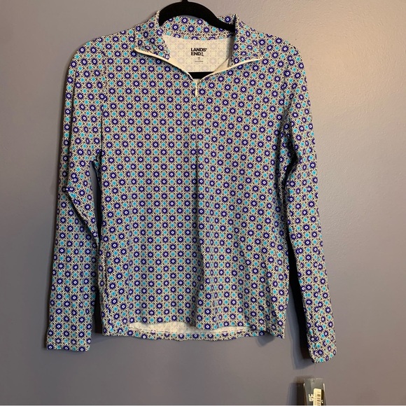 Lands' End Long Sleeve Swimsuit Rash Guard Quarter Zip UPF 50 - Size XS - Picture 1 of 5